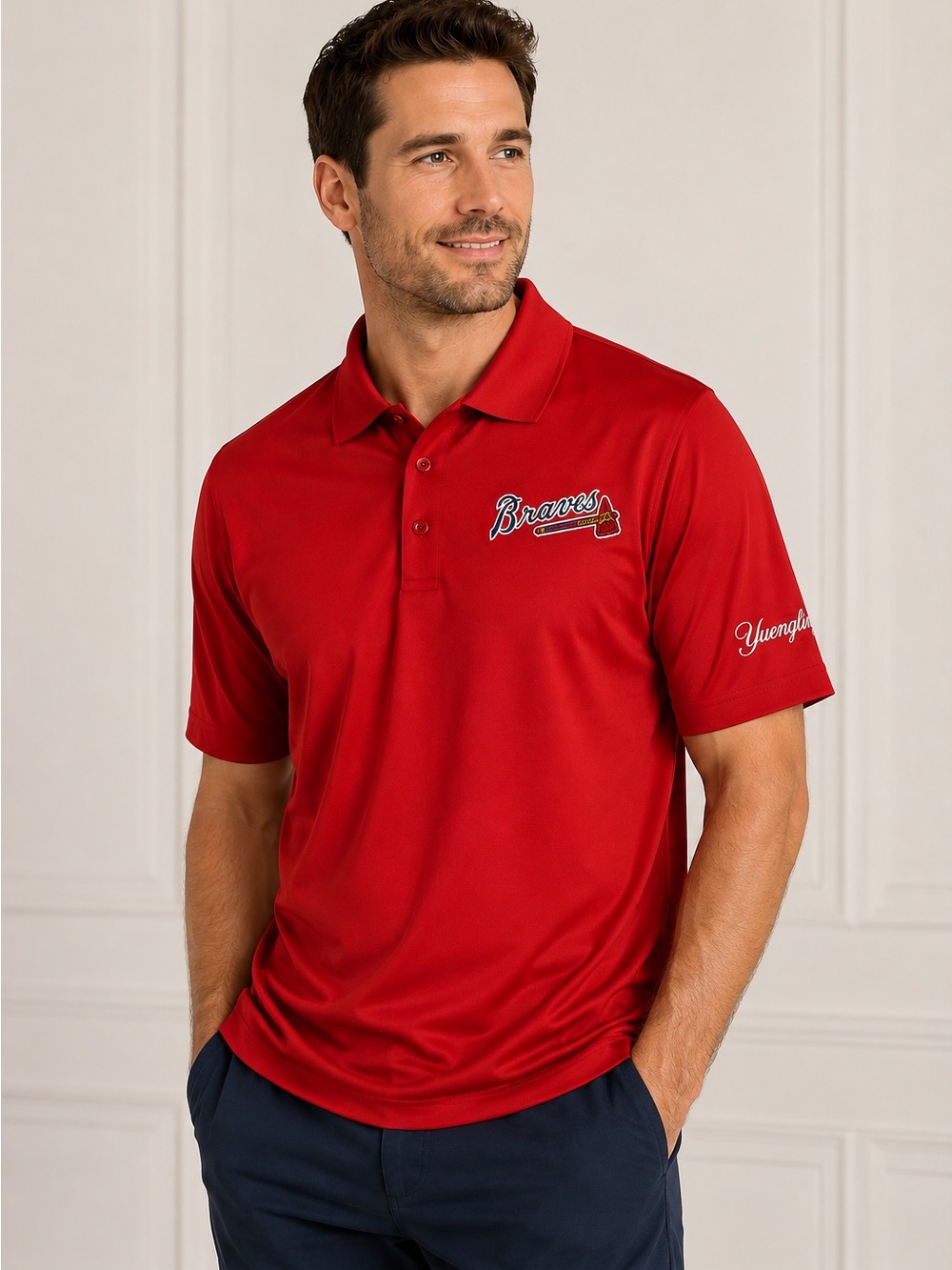 Harriton Atlanta Braves Yuengling Red Performance Polo Shirt Men’s XL